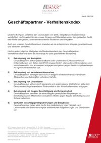 Screenshot des Verhaltenskodex von BFG Feinguss