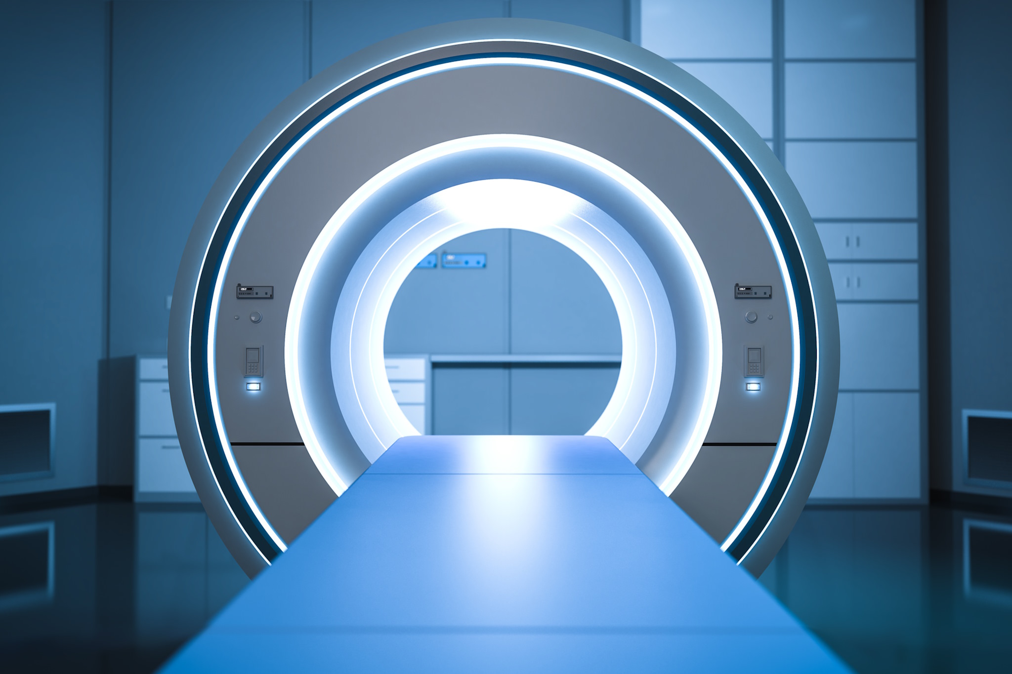 eine Frontalansicht einer MRT-Röhre
